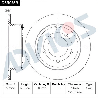 Тормозной диск ADVICS D6R085B