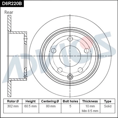 Тормозной диск ADVICS D6R220B