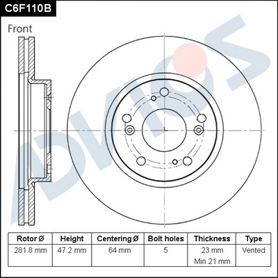 Тормозной диск ADVICS C6F110B