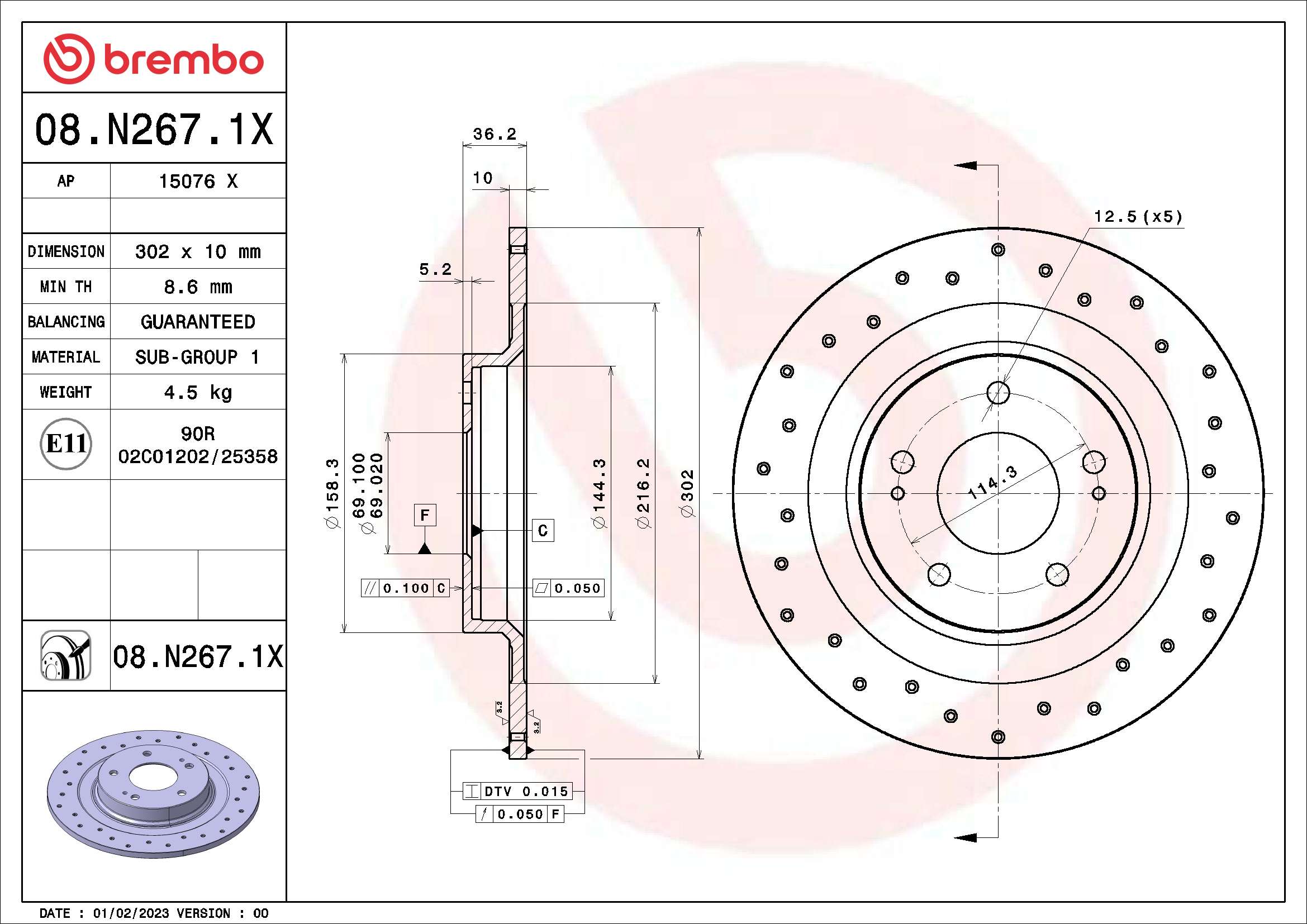 Тормозной диск xtra line - xtra BREMBO 08.N267.1X