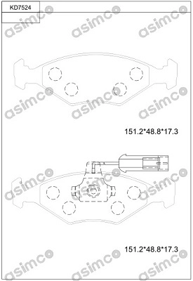 Комплект тормозных колодок дисковый тормоз ASIMCO KD7524