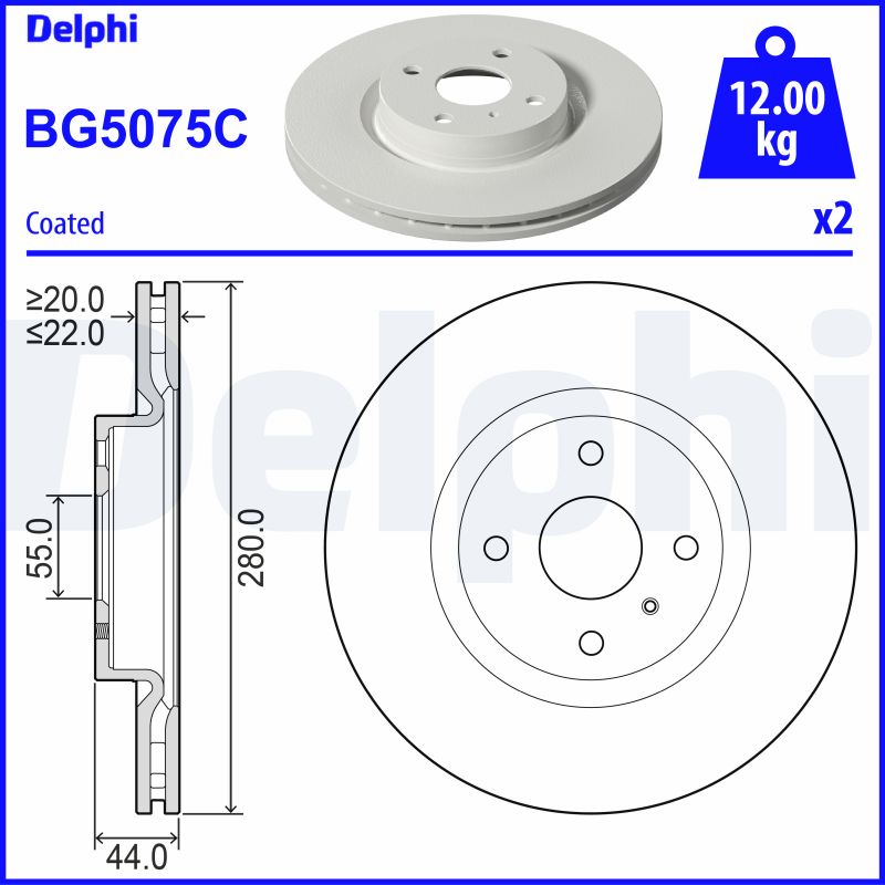 Тормозной диск DELPHI BG5075C