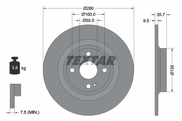 Тормозной диск pro TEXTAR 92320003