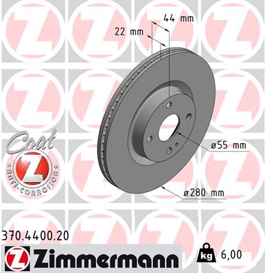 Тормозной диск coat z ZIMMERMANN 370.4400.20