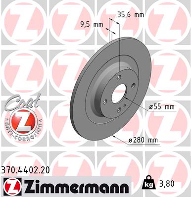 Тормозной диск coat z ZIMMERMANN 370.4402.20
