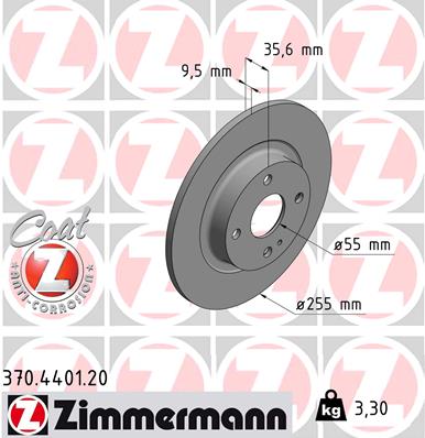 Тормозной диск coat z ZIMMERMANN 370.4401.20
