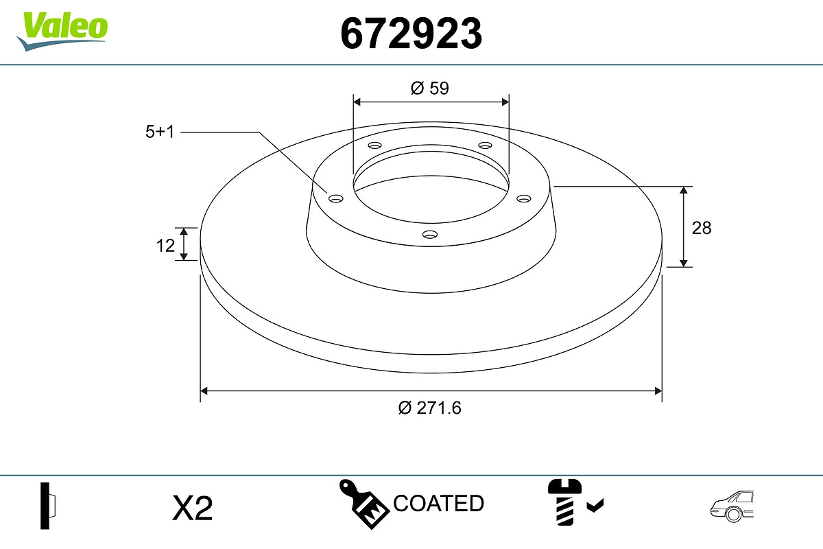 Тормозной диск coated VALEO 672923