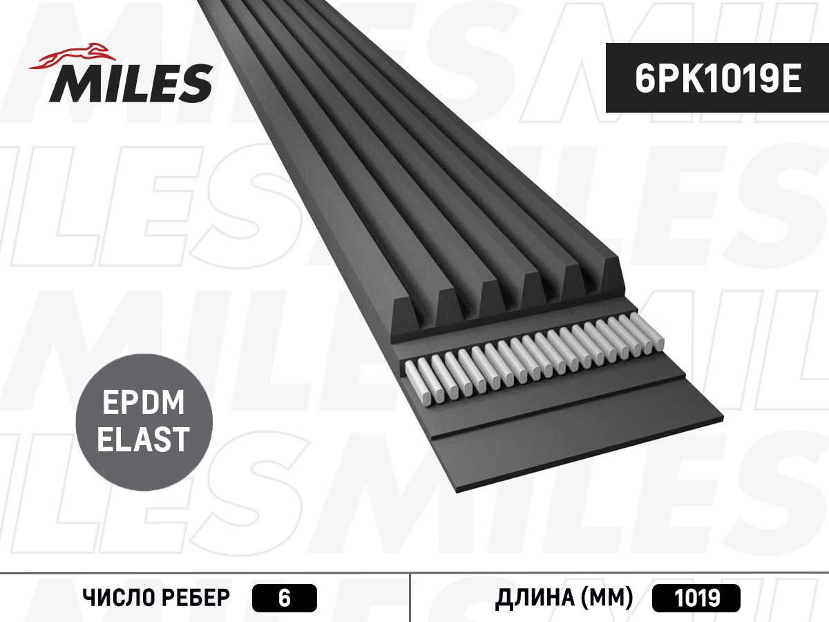 Поликлиновой ремень MILES 6PK1019E