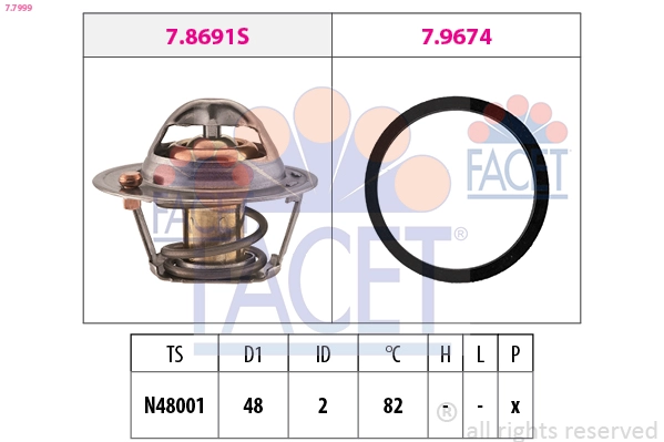 Термостат охлаждающая жидкость made in italy - oe equivalent FACET 7.7999