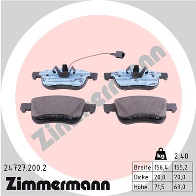 Комплект тормозных колодок дисковый тормоз ZIMMERMANN 24727.200.2