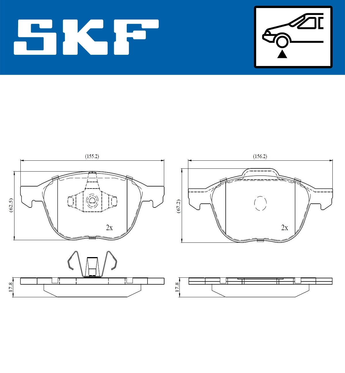 Комплект тормозных колодок дисковый тормоз SKF VKBP 80016
