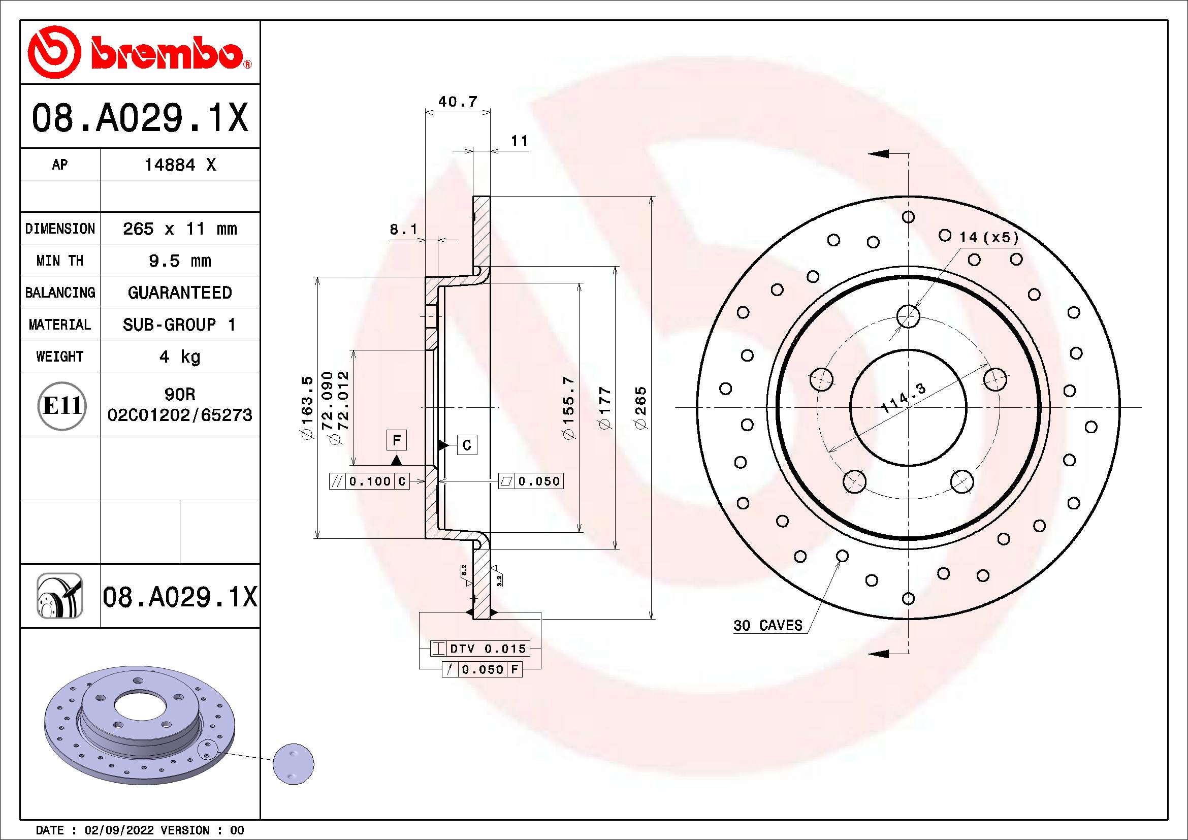Тормозной диск xtra line - xtra BREMBO 08.A029.1X