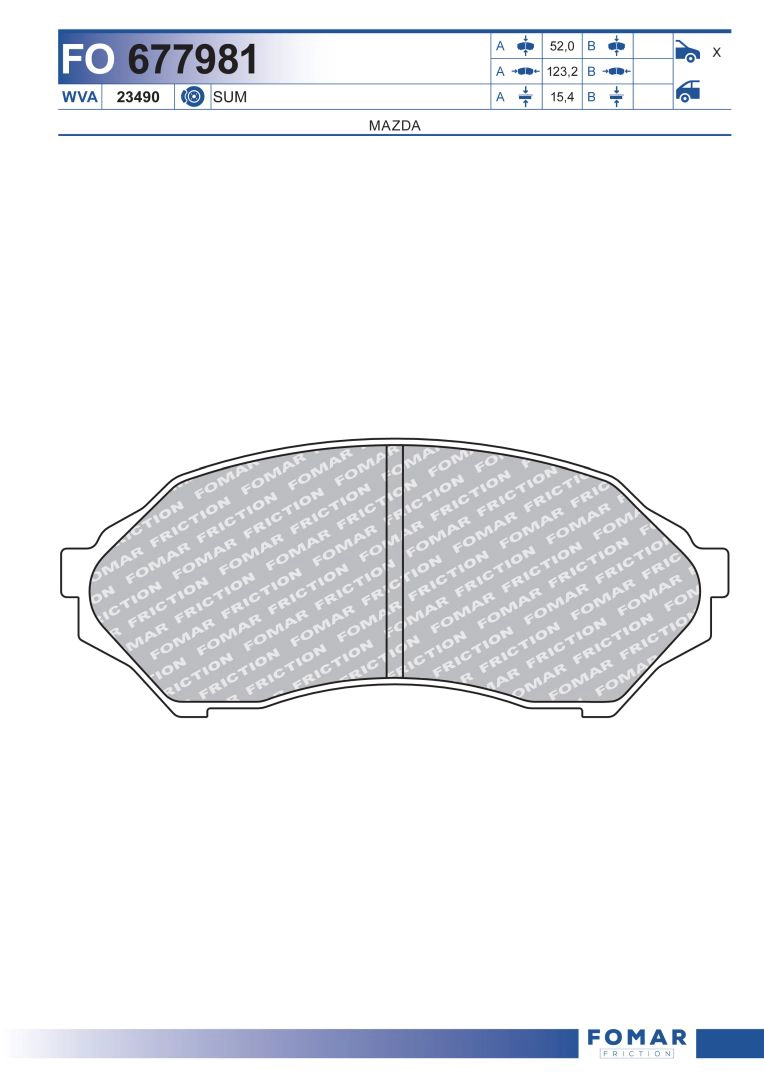 Комплект тормозных колодок дисковый тормоз FOMAR FRICTION FO 677981