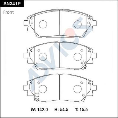 Комплект тормозных колодок дисковый тормоз ADVICS SN341P