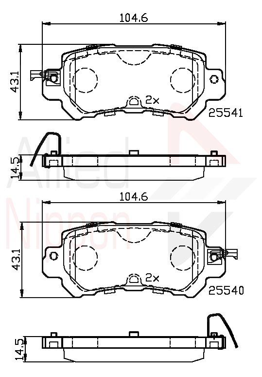 Комплект тормозных колодок дисковый тормоз anl braking ALLIED NIPPON ADB32241