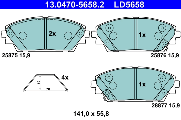 Комплект тормозных колодок дисковый тормоз ate ceramic ATE 13.0470-5658.2