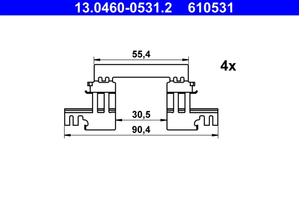 Комплектующие колодки дискового тормоза ATE 13.0460-0531.2