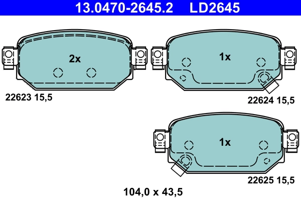 Комплект тормозных колодок дисковый тормоз ate ceramic ATE 13.0470-2645.2