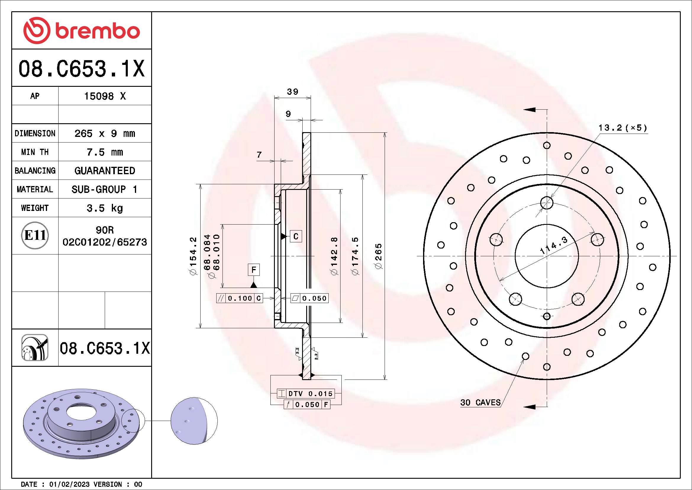 Тормозной диск xtra line - xtra BREMBO 08.C653.1X