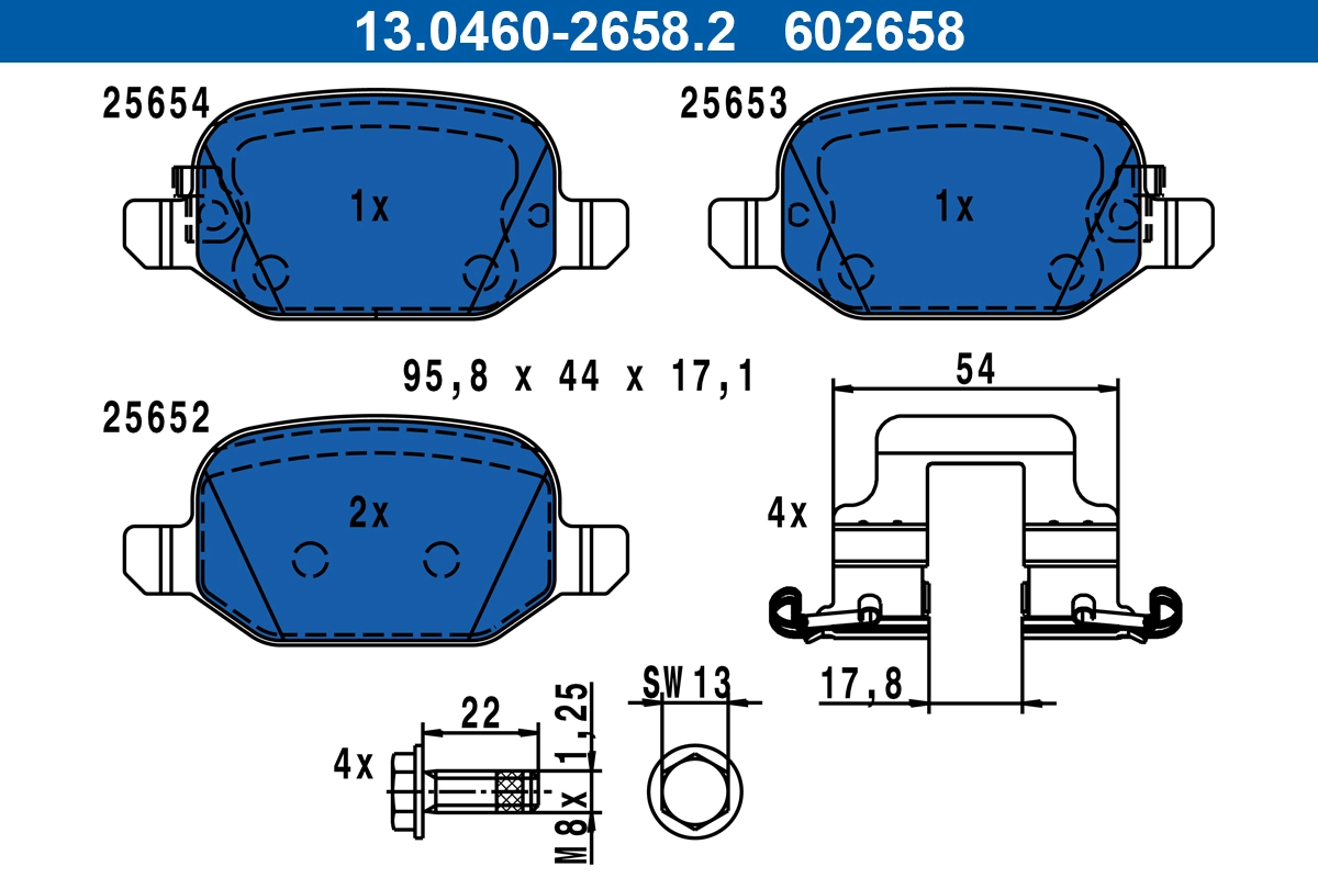 Комплект тормозных колодок дисковый тормоз ATE 13.0460-2658.2