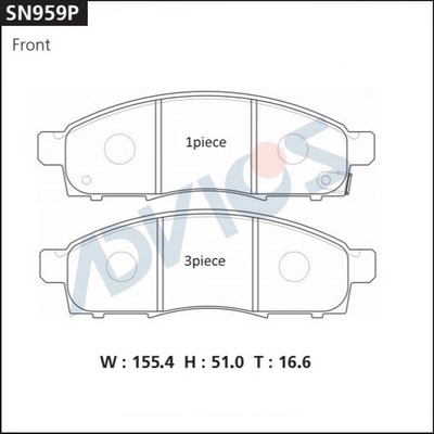 Комплект тормозных колодок дисковый тормоз ADVICS SN959P
