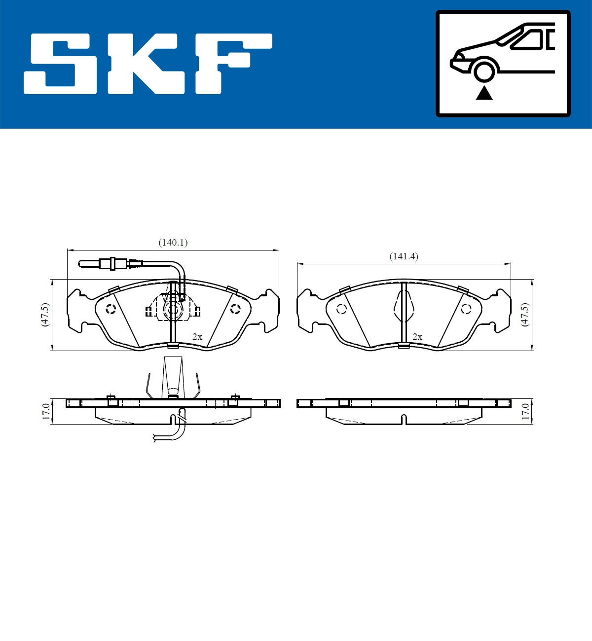 Комплект тормозных колодок дисковый тормоз SKF VKBP 80580 E