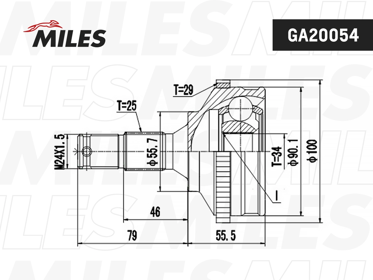 Шарнирный комплект приводной вал MILES GA20054