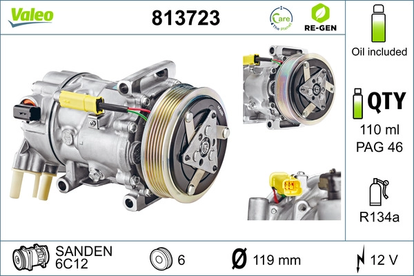 Компрессор кондиционер valeo re-gen remanufactured VALEO 813723