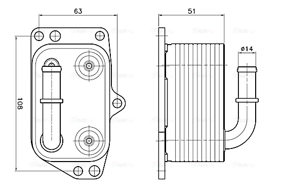 Масляный радиатор двигательное масло AVA QUALITY COOLING PE3433