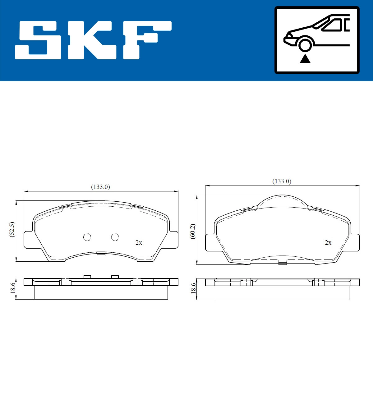 Комплект тормозных колодок дисковый тормоз SKF VKBP 80154