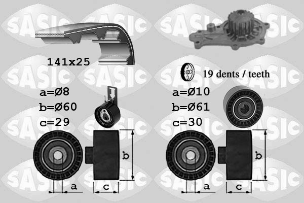 Водяной насос + комплект зубчатого ремня SASIC 3900043