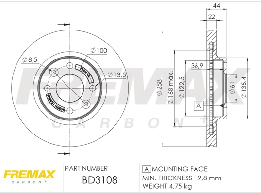 Тормозной диск FREMAX BD3108