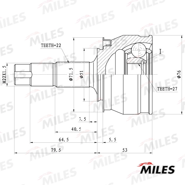 Шарнирный комплект приводной вал MILES GA20718