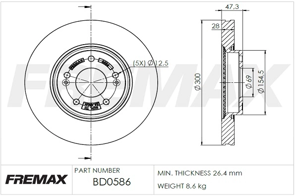 Тормозной диск FREMAX BD0586