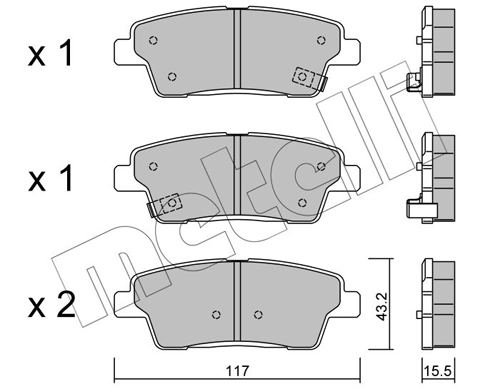Комплект тормозных колодок дисковый тормоз METELLI 22-1140-0