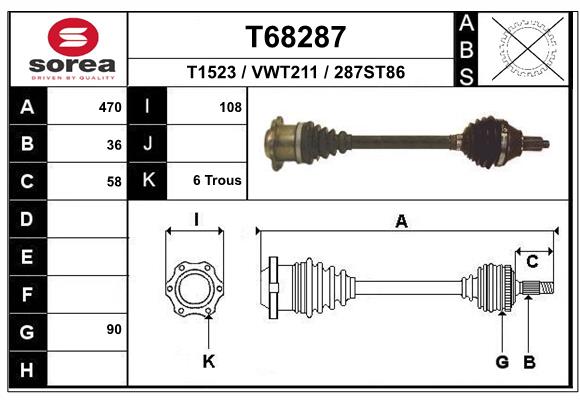 Приводной вал EAI T68287