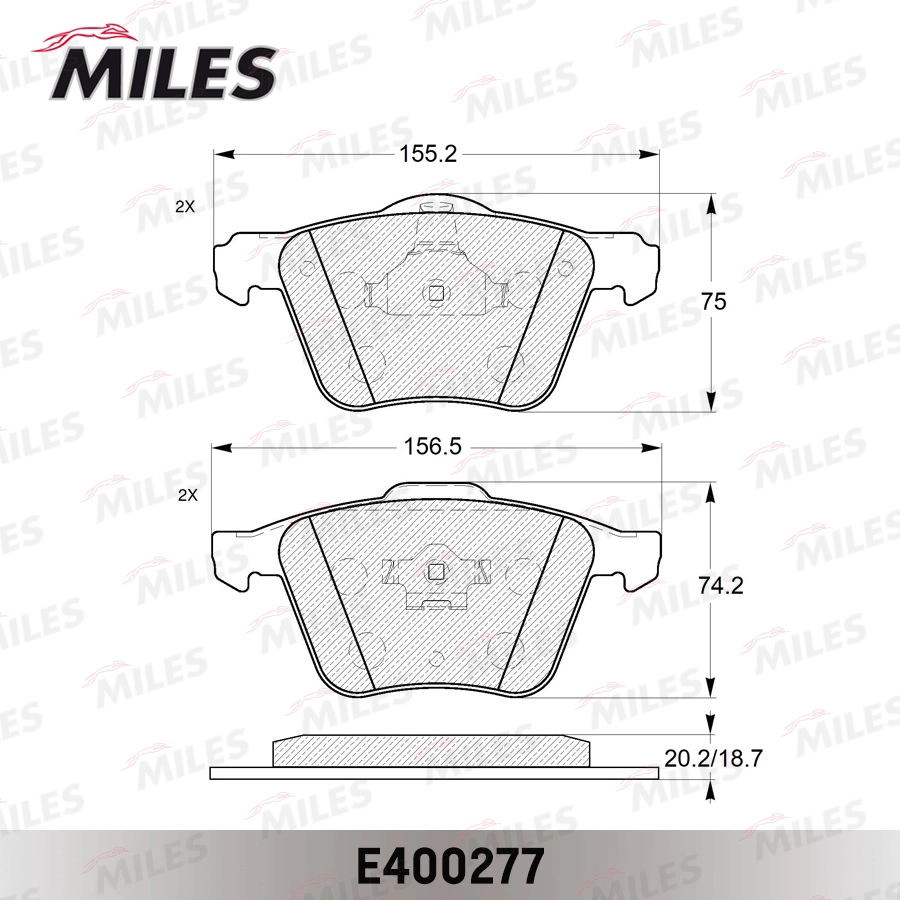 Комплект тормозных колодок дисковый тормоз MILES E400277