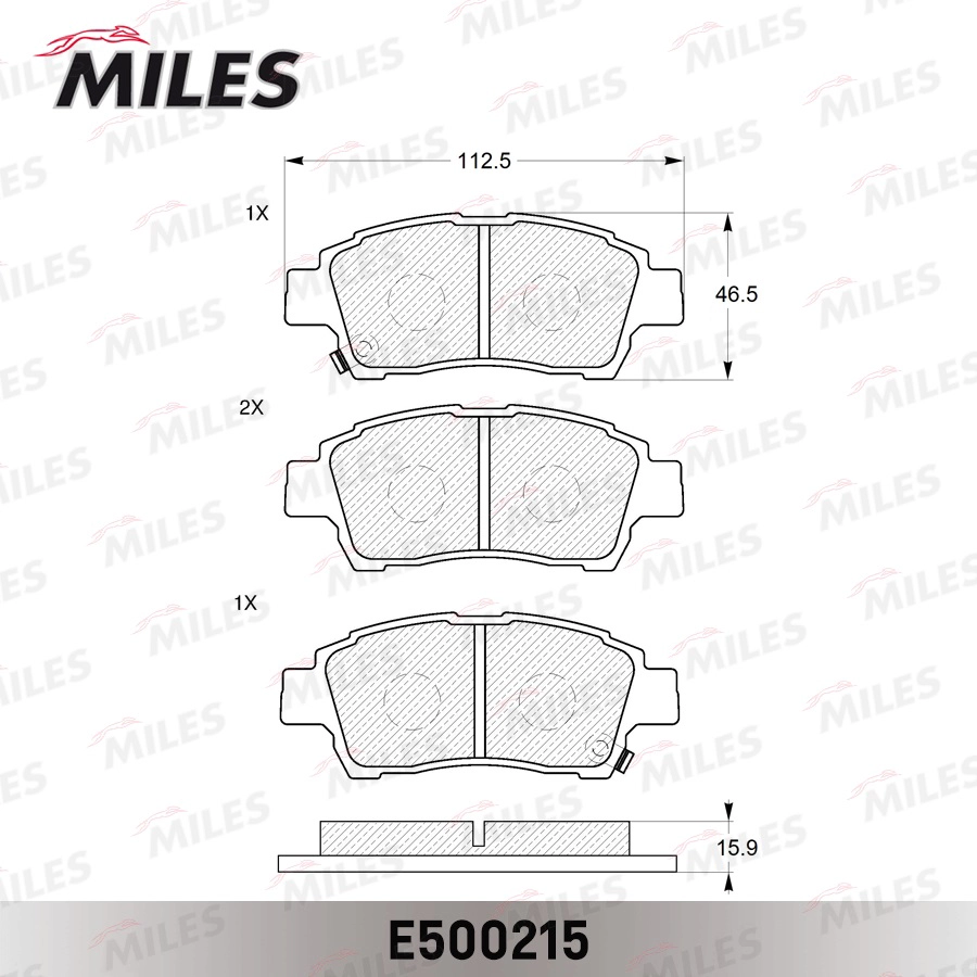 Комплект тормозных колодок дисковый тормоз MILES E500215