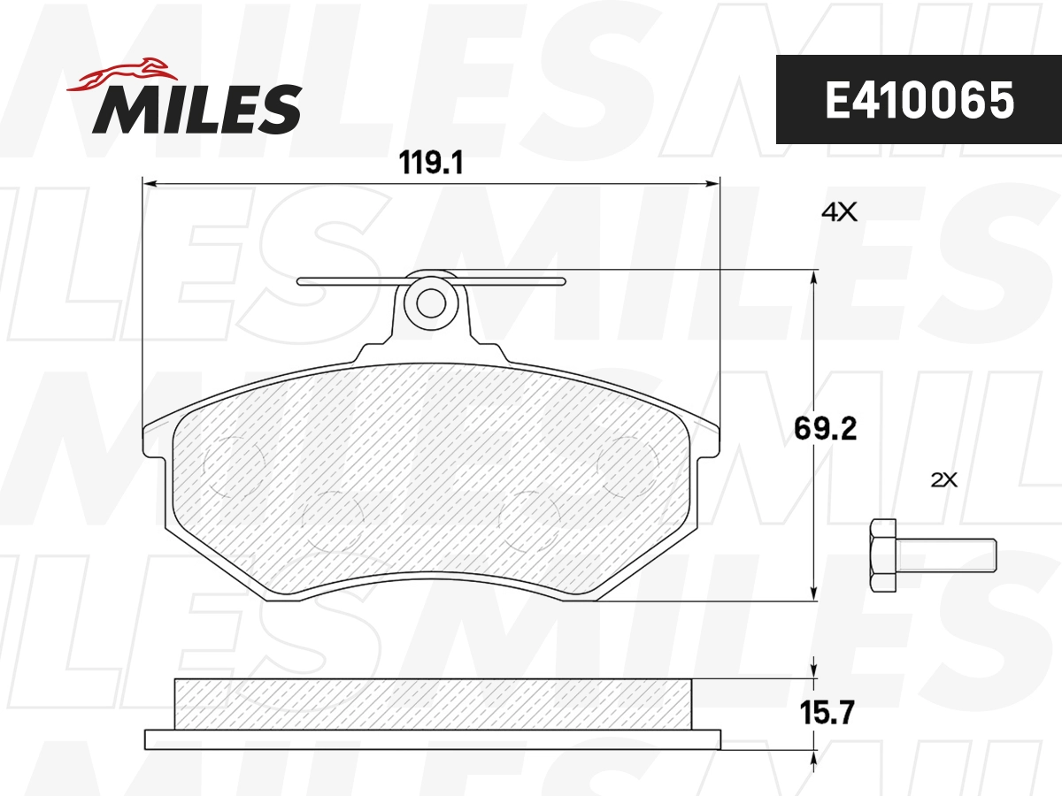 Комплект тормозных колодок дисковый тормоз MILES E410065