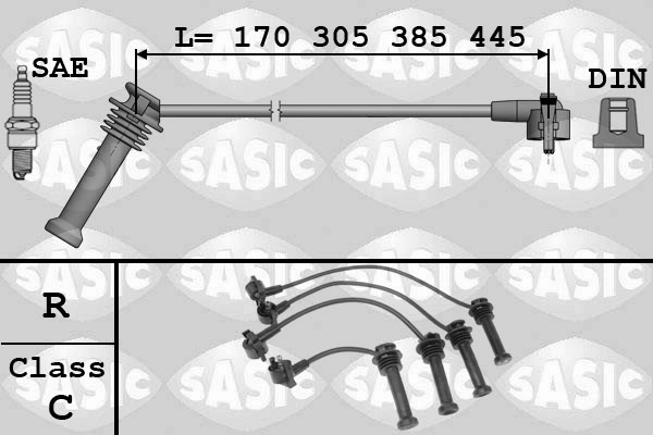 Комплект проводов зажигания SASIC 9286054