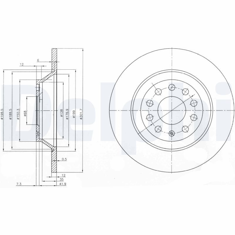 Тормозной диск DELPHI BG3956C