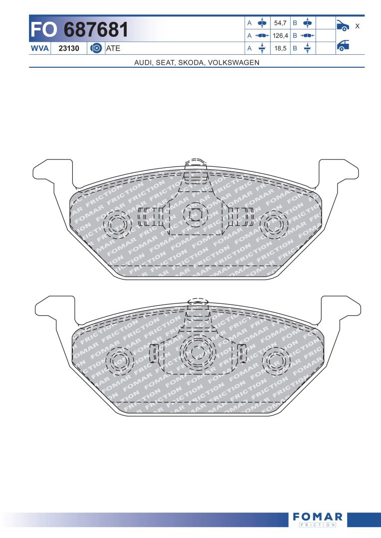 Комплект тормозных колодок дисковый тормоз FOMAR FRICTION FO 687681