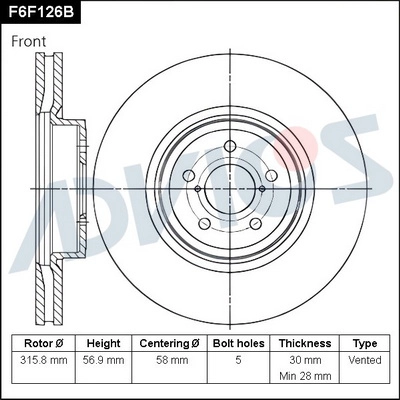 Тормозной диск ADVICS F6F126B