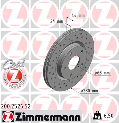Тормозной диск ZIMMERMANN 200.2526.52