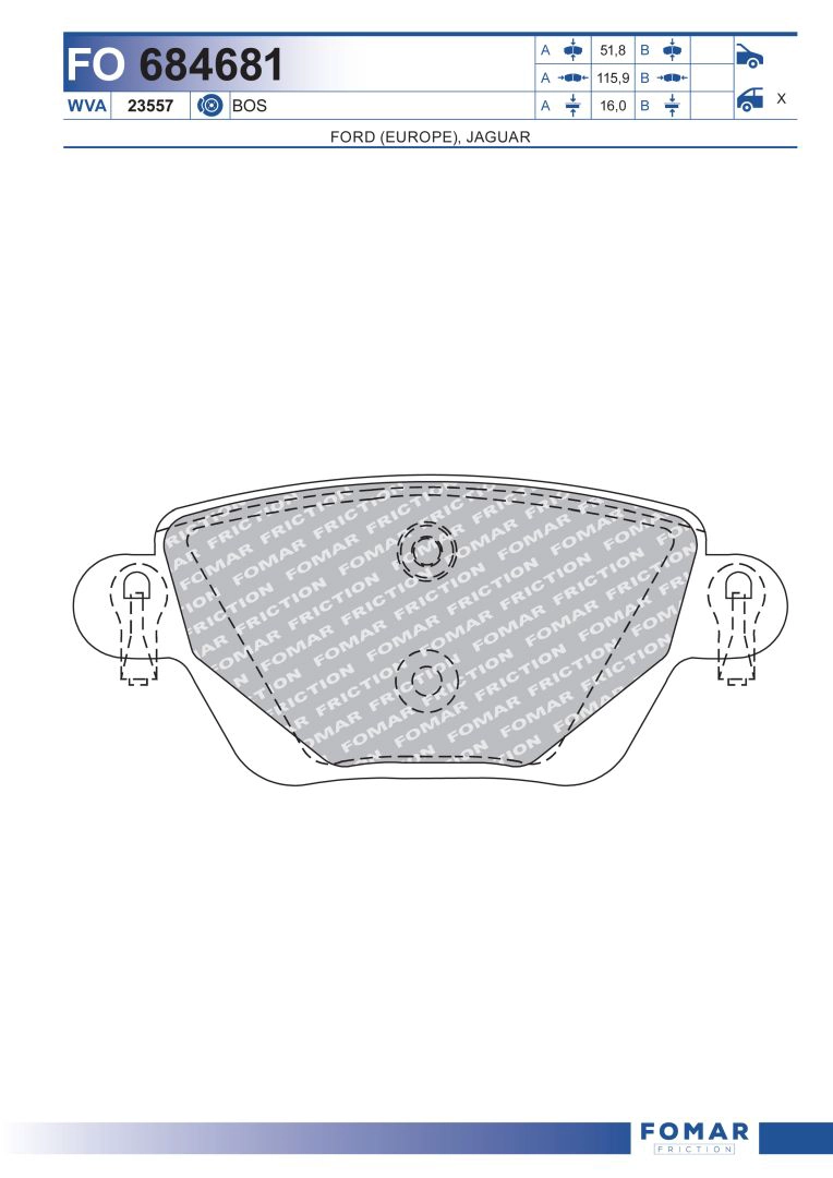 Комплект тормозных колодок дисковый тормоз FOMAR FRICTION FO 684681