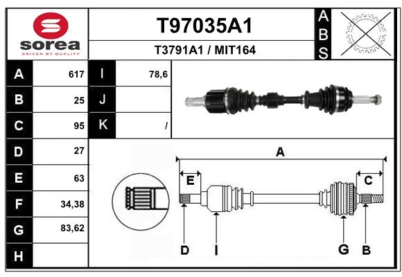 Приводной вал EAI T97035A1