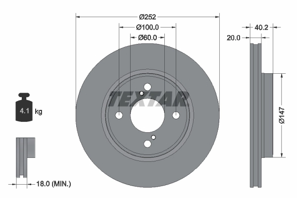 Тормозной диск TEXTAR 92303703