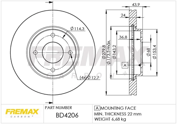 Тормозной диск FREMAX BD4206