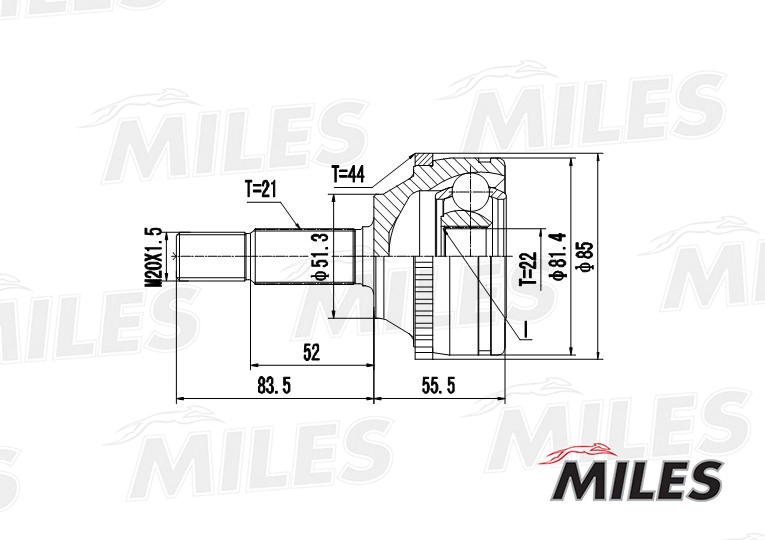 Шарнирный комплект приводной вал MILES GA20397