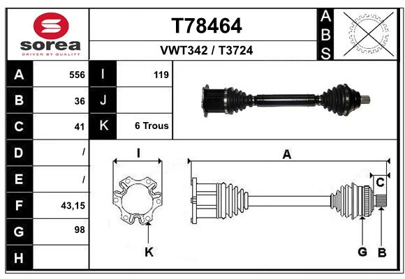 Приводной вал EAI T78464